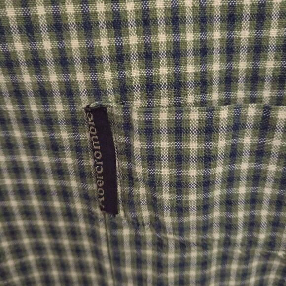 Abercrombie & Fitch Outdoor Plaid Shirt Green Tan Long Sleeve Men's Medium - Picture 5 of 7